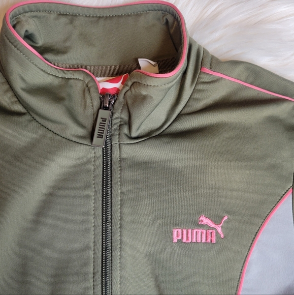 Puma Olive Green Full Zip Long Sleeve Track Jacket Women's size medium - Picture 3 of 6